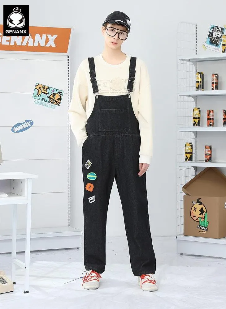 Safari Style Straight Washed Overall Pants