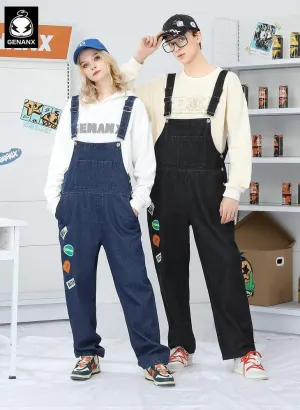 Safari Style Straight Washed Overall Pants