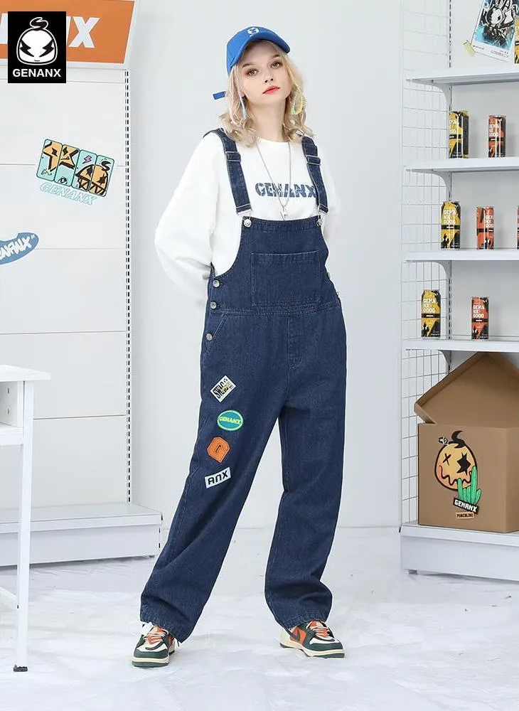Safari Style Straight Washed Overall Pants