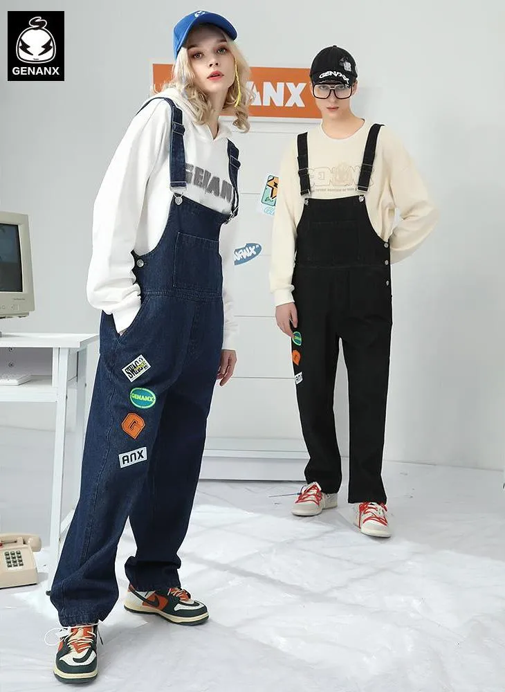 Safari Style Straight Washed Overall Pants