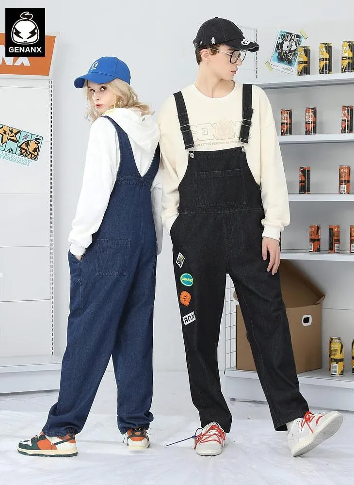 Safari Style Straight Washed Overall Pants