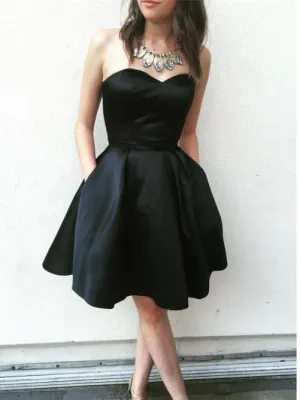 Simple Satin Sweetheart Neckline Short A-line Homecoming Dresses HD205
