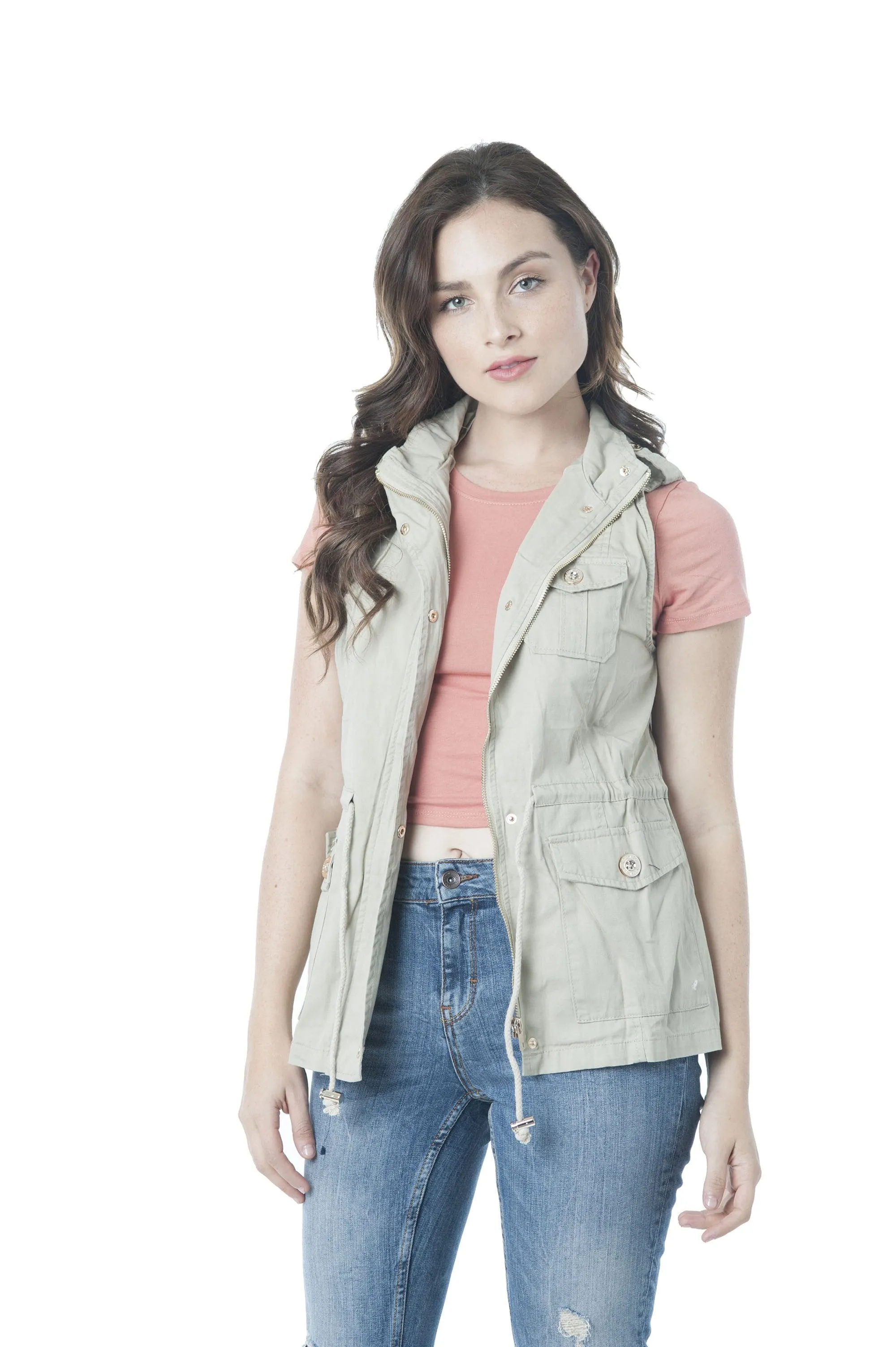 Sleeveless Zip Up Anorak Vest Jacket