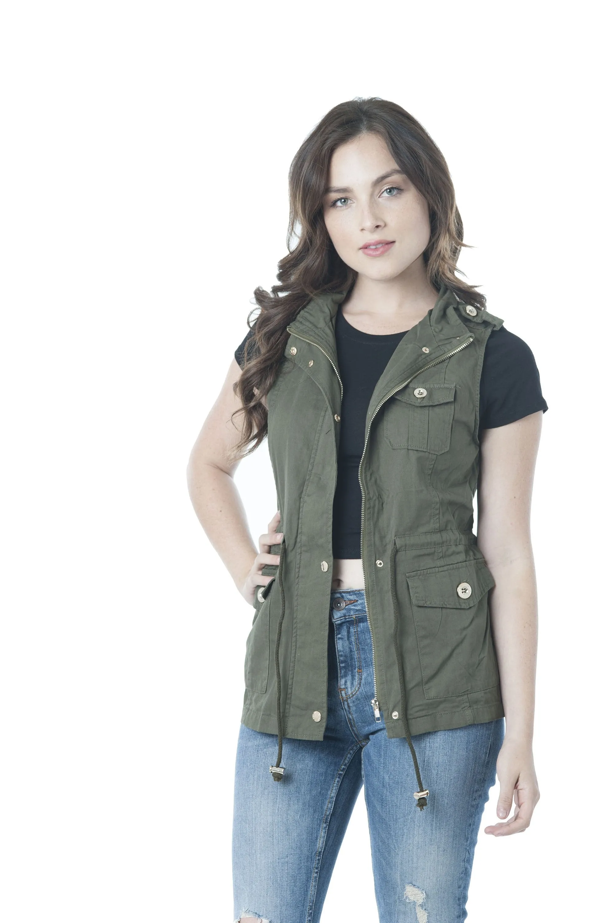 Sleeveless Zip Up Anorak Vest Jacket