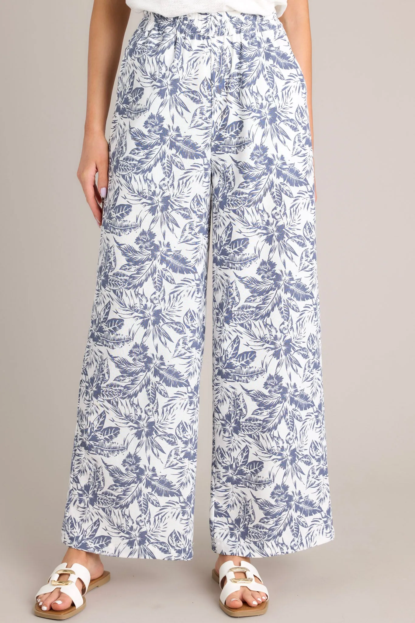 Splash of Joy Slate Blue Tropical Print Pants