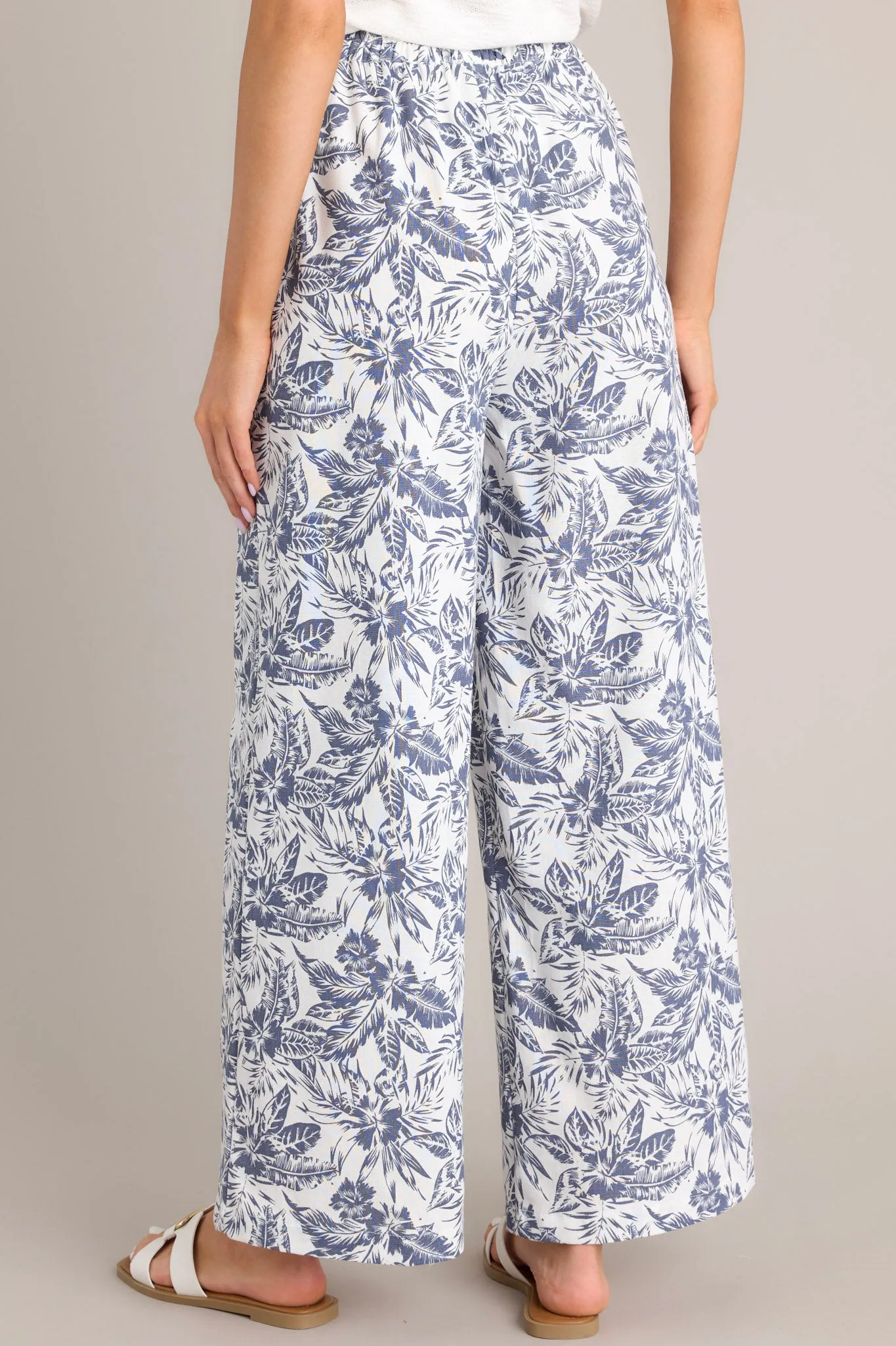 Splash of Joy Slate Blue Tropical Print Pants