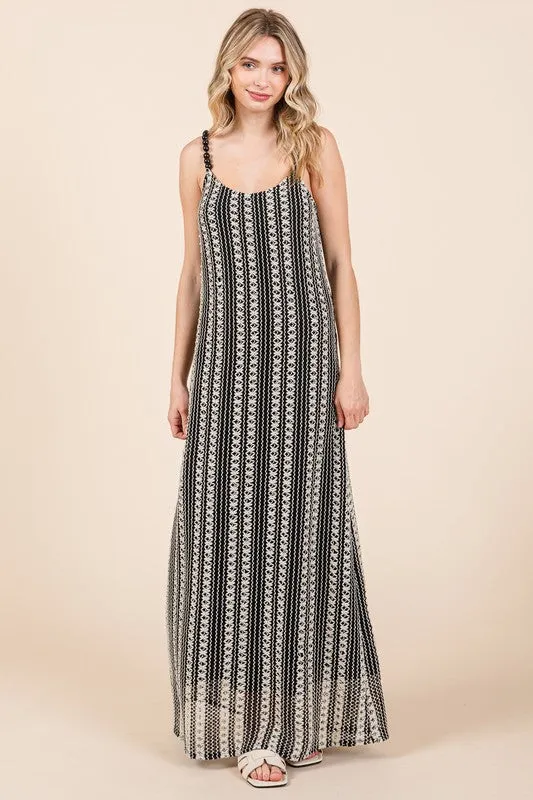 Stripe See-Through Maxi Dress