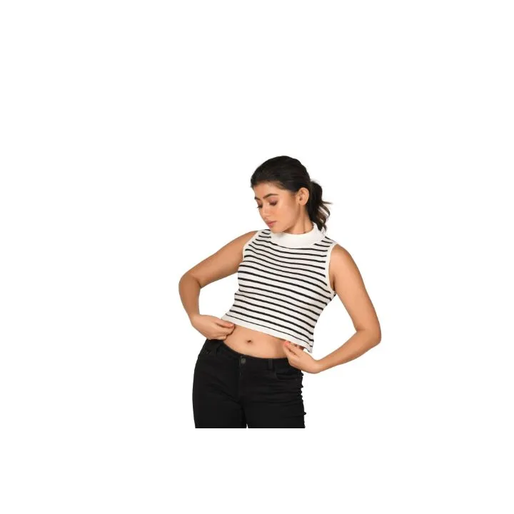 Stripes High Neck Top