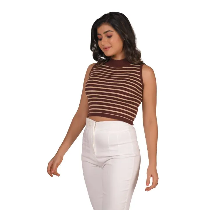 Stripes High Neck Top