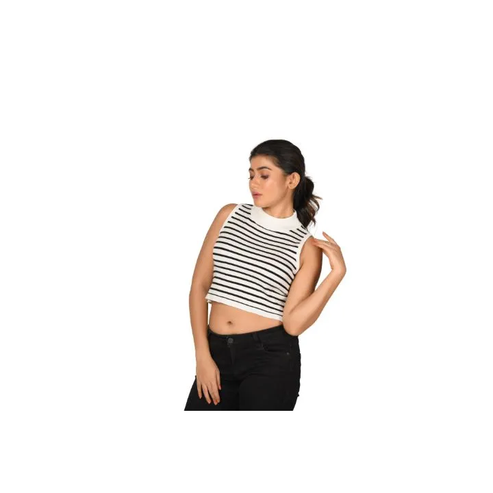 Stripes High Neck Top