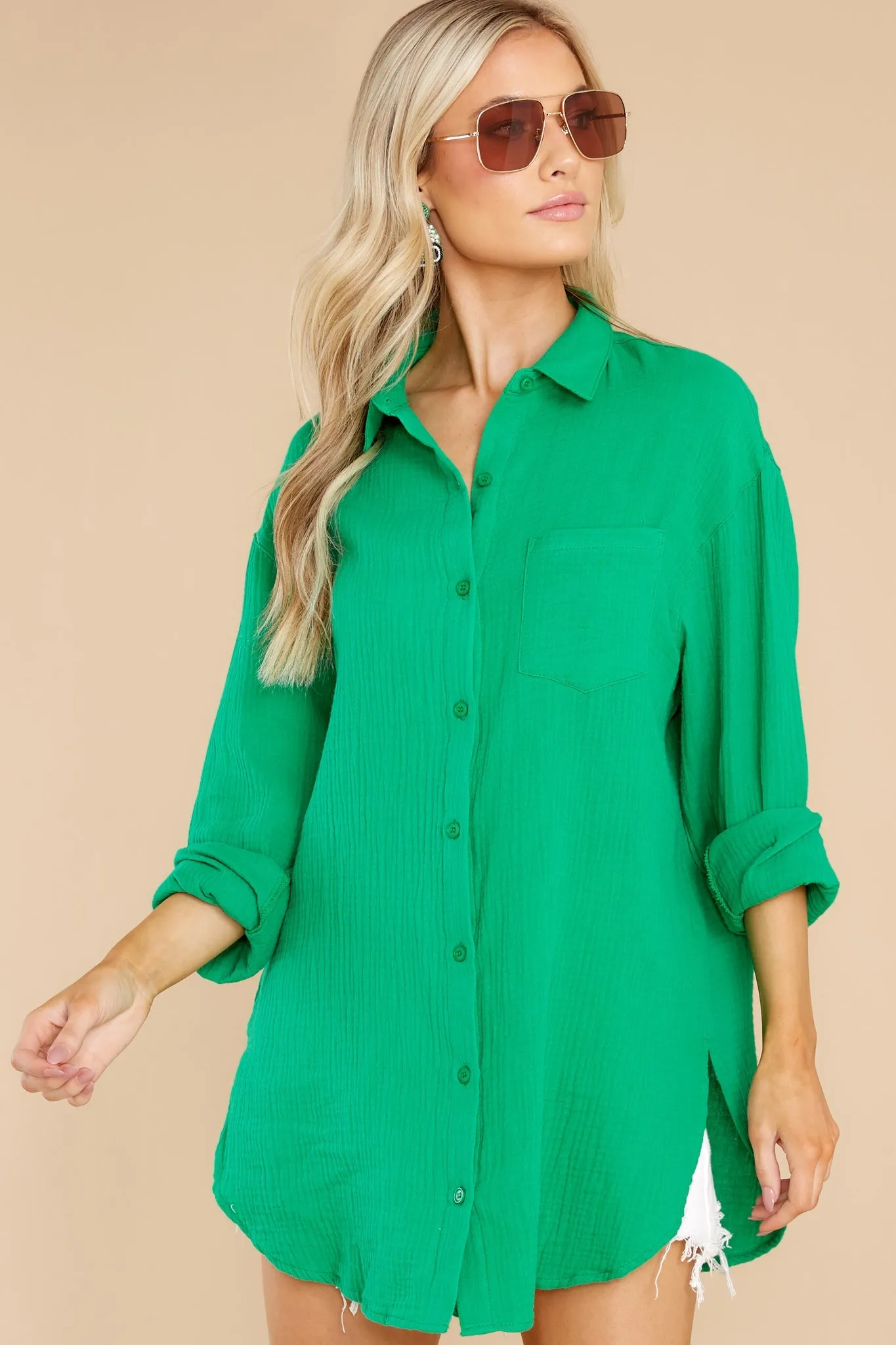 The Grass Is Greener Emerald Cotton Top