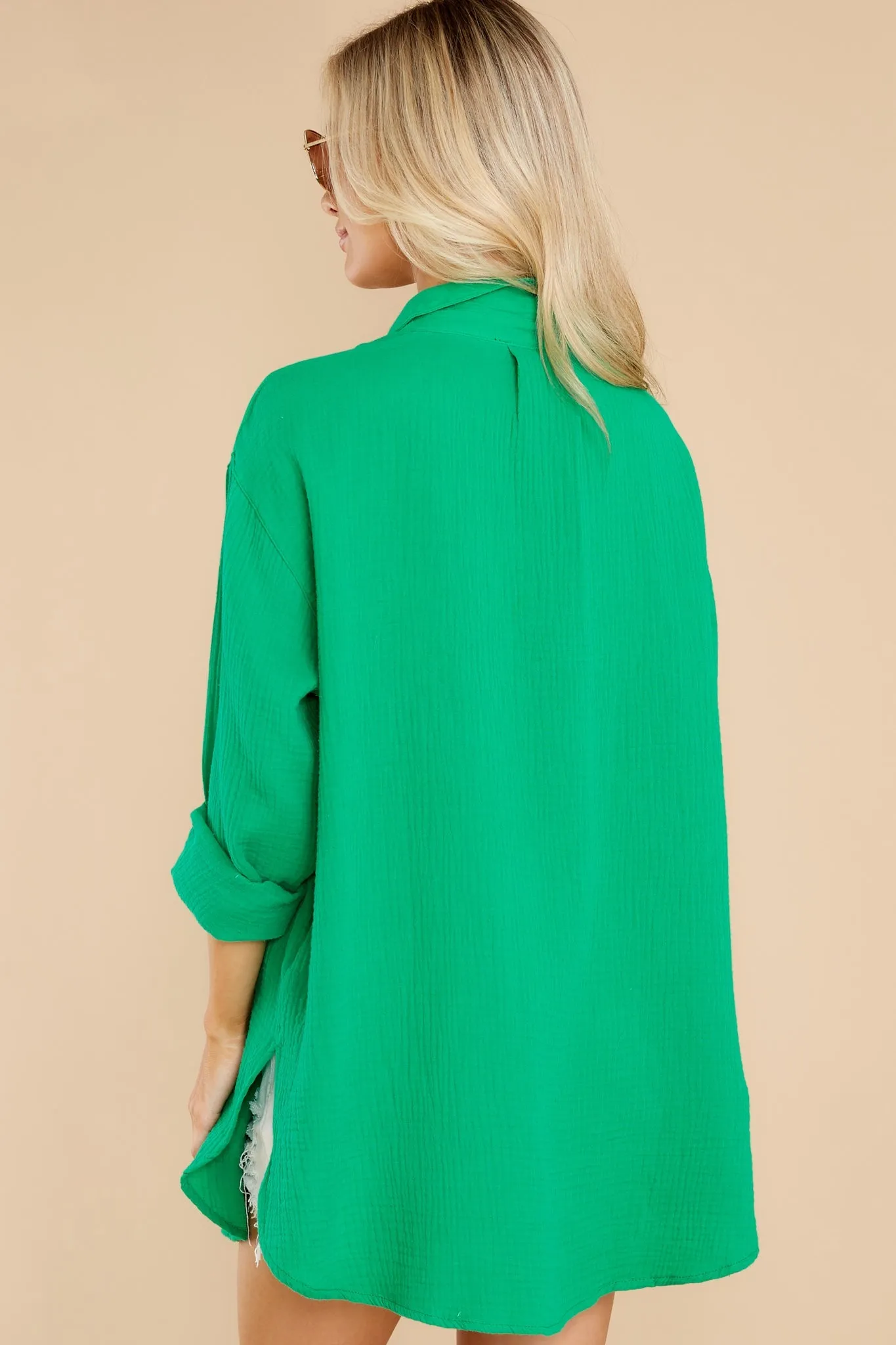 The Grass Is Greener Emerald Cotton Top