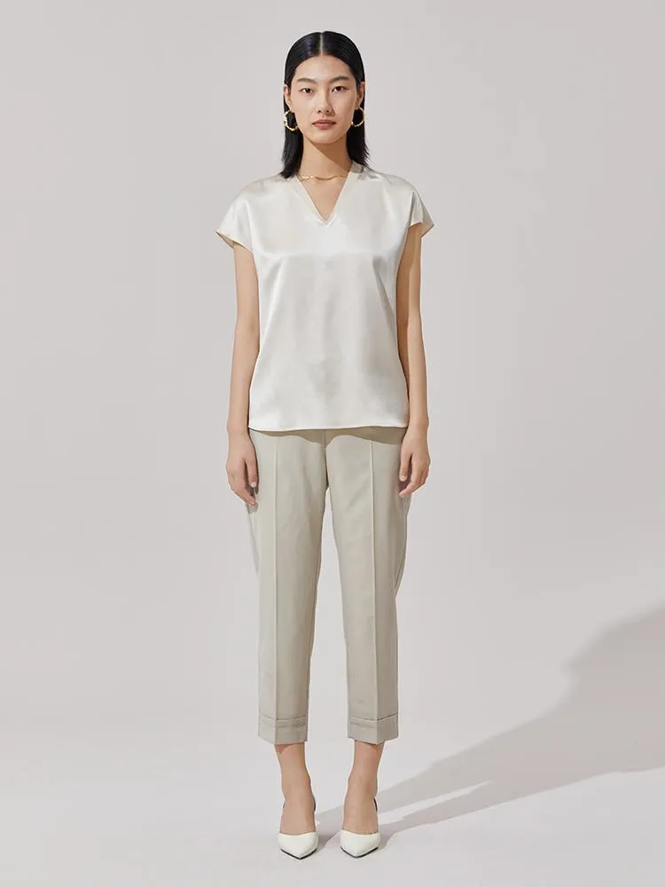 V-Neck Mulberry Silk Women Blouse