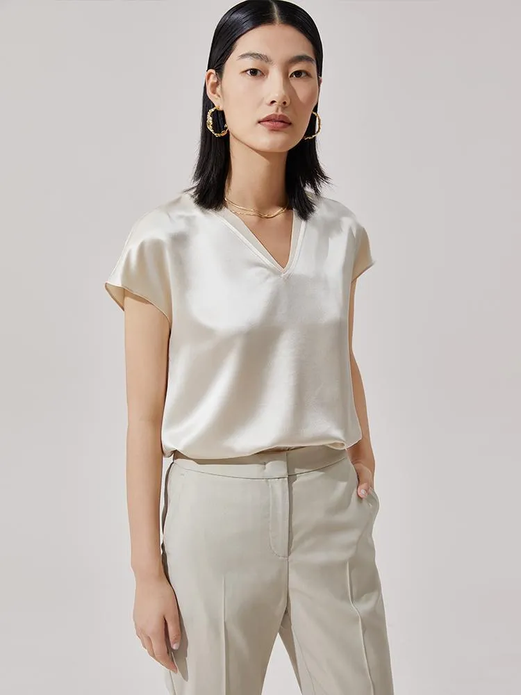 V-Neck Mulberry Silk Women Blouse