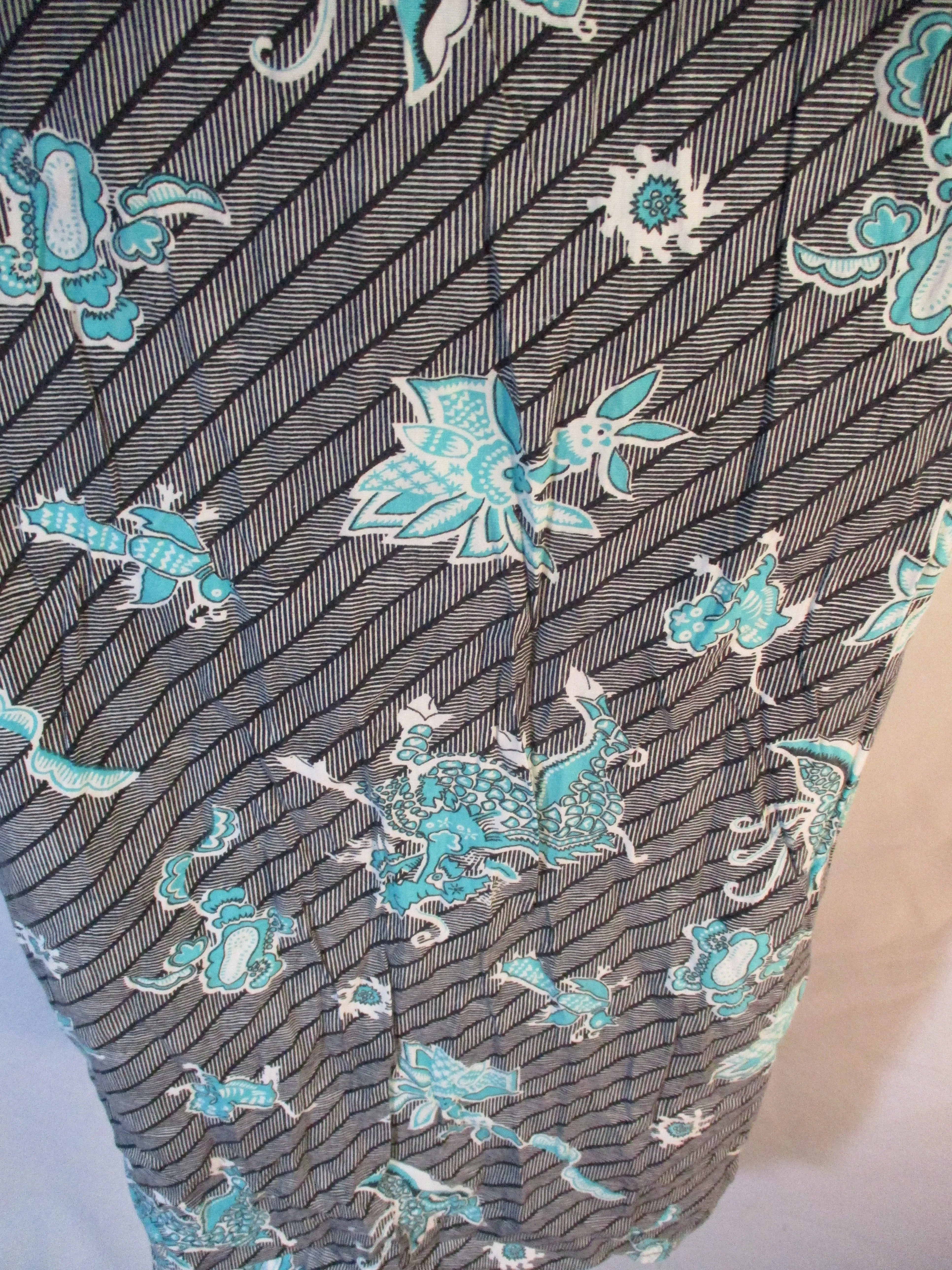 Vintage 1970s Seventies Handmade Maxi Dress Sundress M BOHO DRAGON Hippy Beach BROWN BLUE