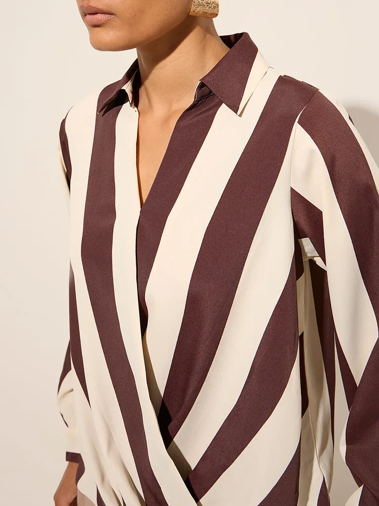 Wardrobe Brown Striped Blouse