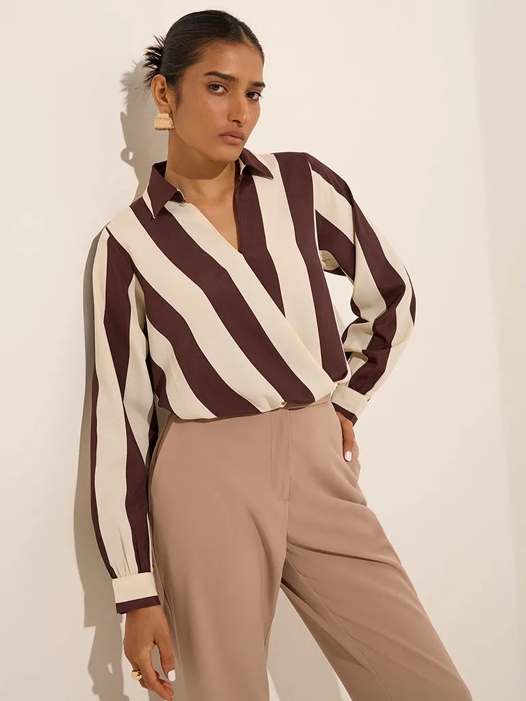 Wardrobe Brown Striped Blouse