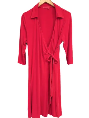 Warm Spring Strawberry Jersey Wrap Dress