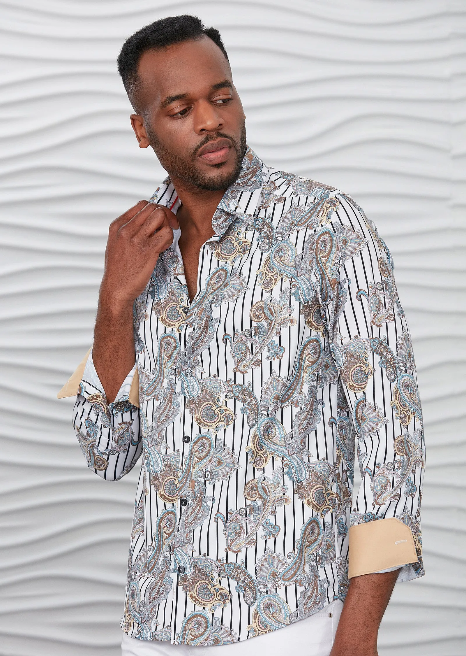 White Paisley Silky Print Shirt