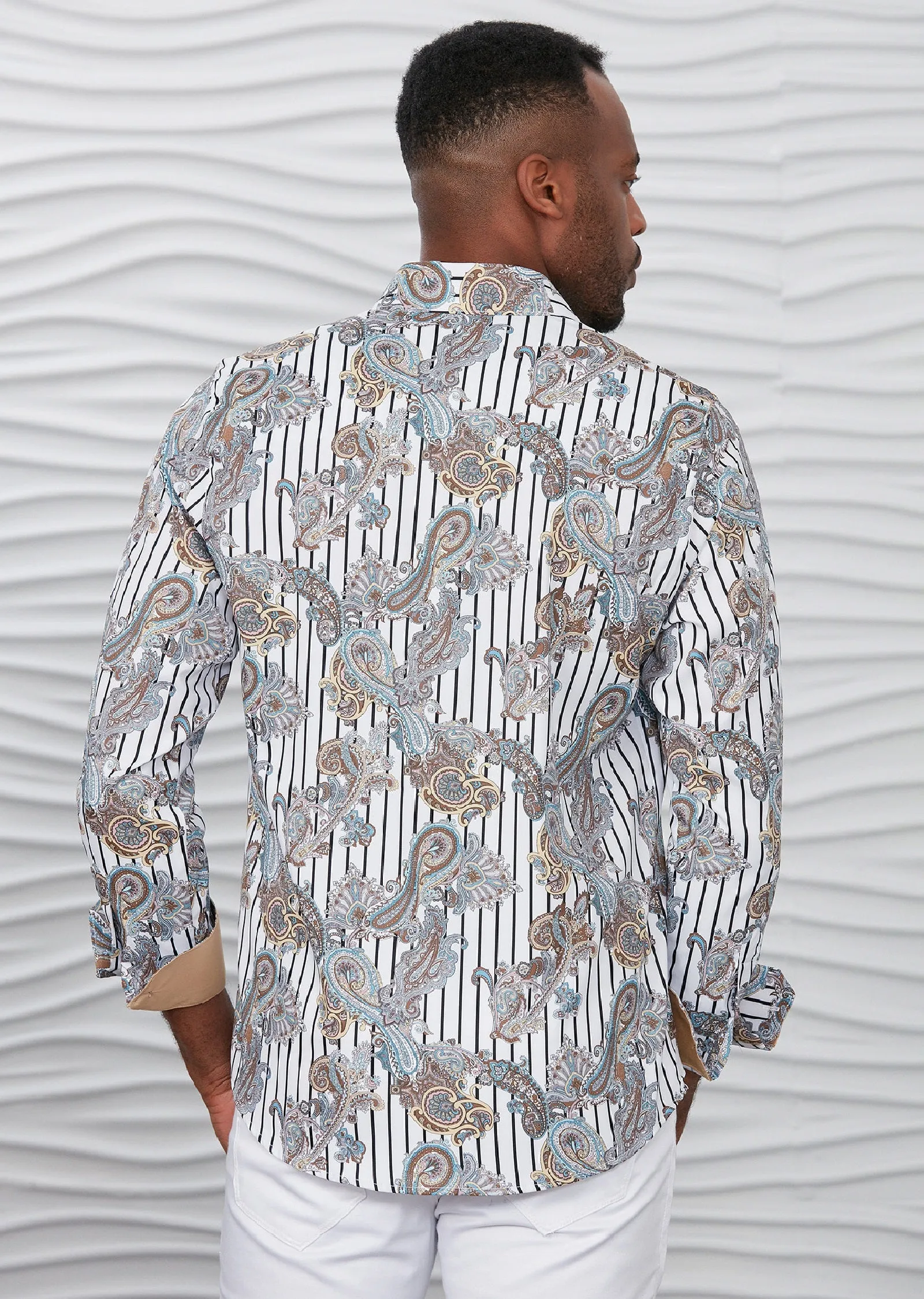White Paisley Silky Print Shirt