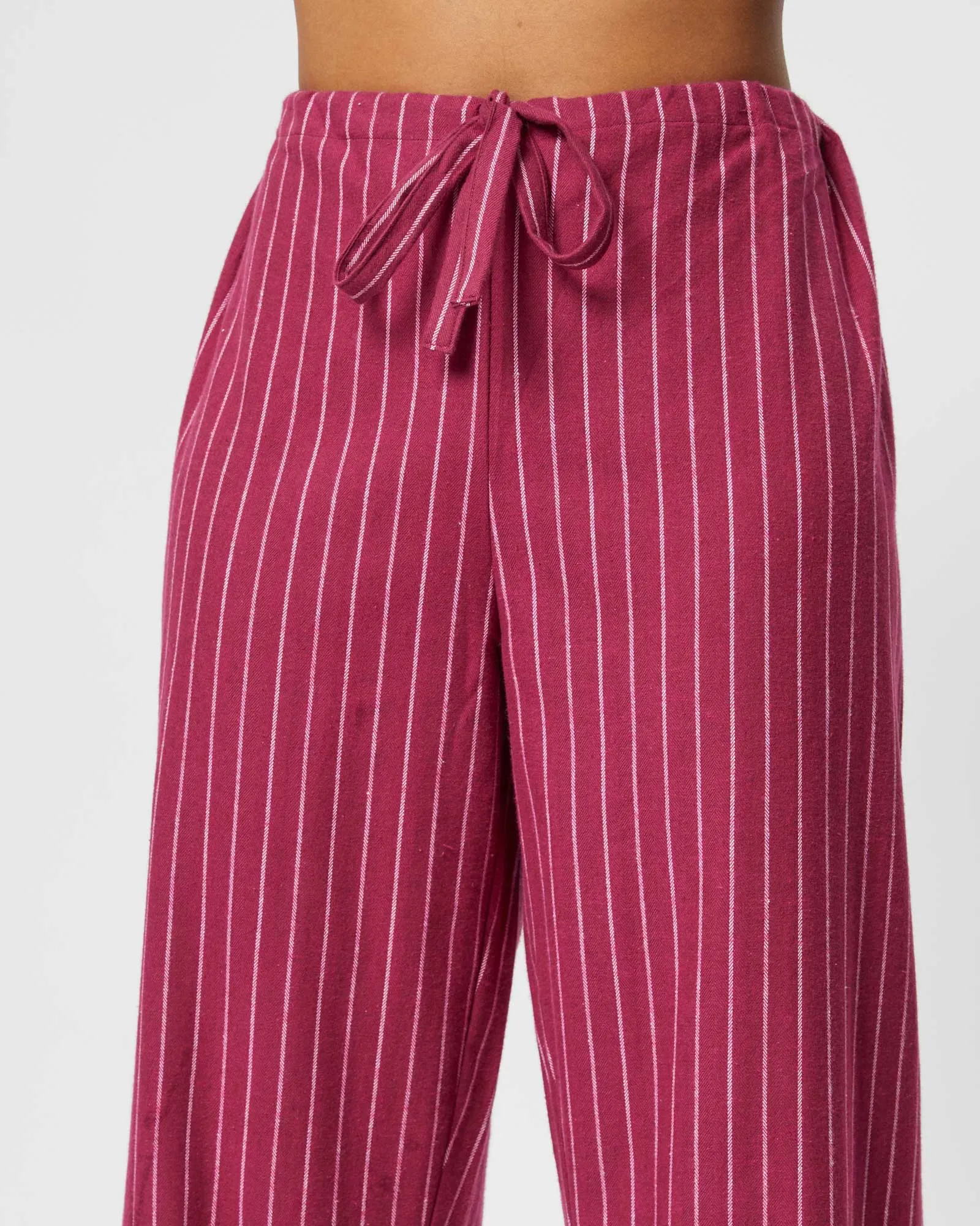 Women's Brushed Cotton Pyjama Trousers - Berry Stripe