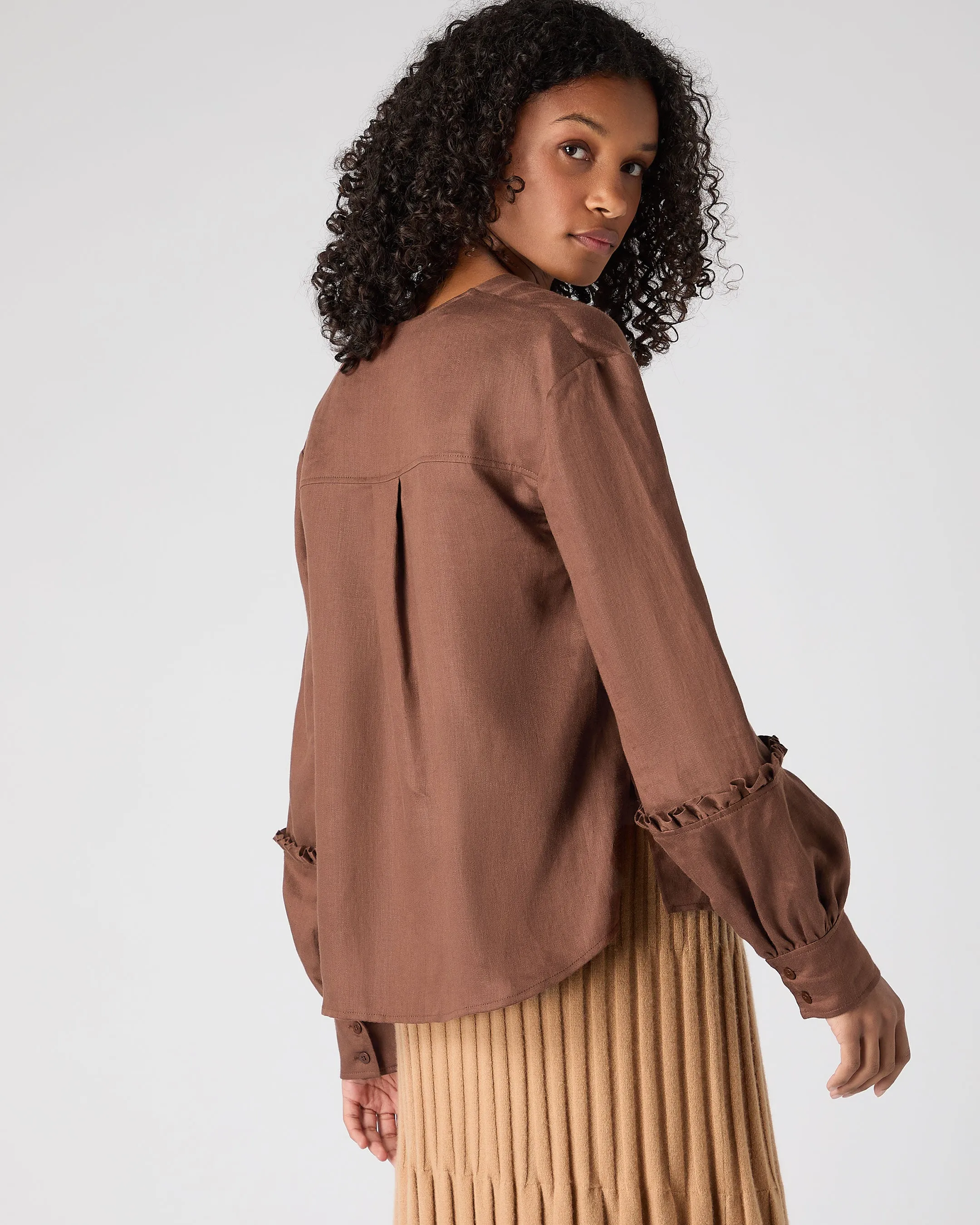 Women's Sienna Linen Top Tan Brown