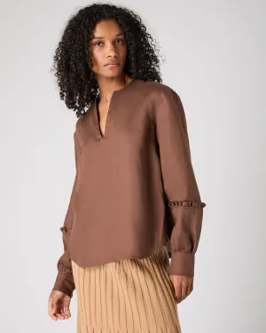Women's Sienna Linen Top Tan Brown